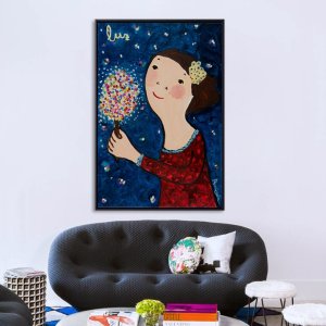 에바알머슨 액자 그림 작품 꽃 소녀 대형 일러스트 -01 40x60 0 네로우 프레임