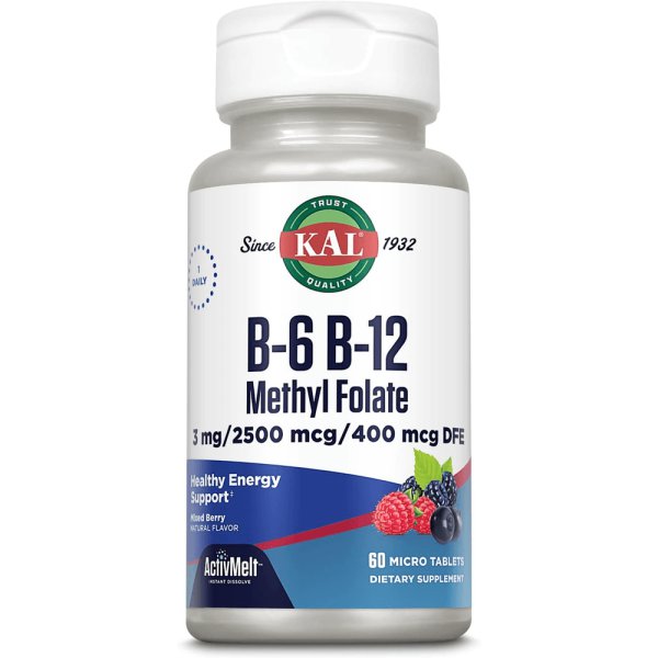 KAL 비타민 B-6 B-12 활성 <b>엽산</b> Activity Melt 에너지<b>부스트</b> 베리맛 활성