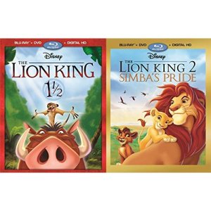 디즈니 라이온 더블 팩 블루레이 + DVD 세트 1 1/2 라이온 킹 &amp; 파트 2 심바의 프라이드