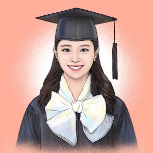 (졸업선물)일러스트 학사모 초상화, 그림의진리