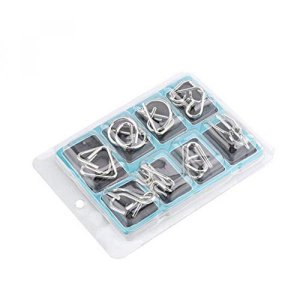 Metal Wire Puzzle Set of 8, Chinese IQ Ring Puzzle for Adults and Kids Toys(A)
