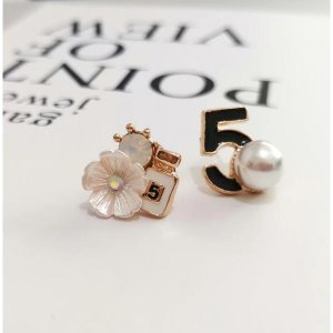 Stud nO.5 Flower Pearl Style Jewelry Chic c Earrings Earrings Pierce letter Perfume