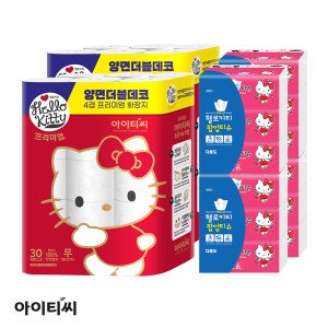아이티씨 (현대홈쇼핑)헬로키티 4겹 프리미엄SET(프리미엄레드60롤+팝업티슈12팩)