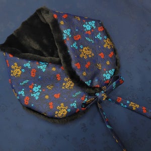 한복 귀도리 목도리 잔꽃네이비 볼끼 , 아씨예찬