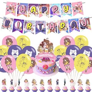 Bee and PuppyCat Birthday Party Decorations Set Include 1 Happy Birthday Banner, Cake Topper, 12 Cup