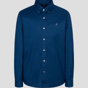 [빈폴멘] [Essential] 남녀공용 옥스퍼드 솔리드 셔츠 - 블루 파란색 BC4164E05P