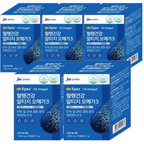 JW중외제약 혈행건강 rTG알티지 <b>오메가3</b>  30정  5개