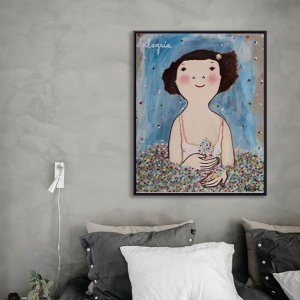 에바알머슨 액자 작품 꽃 소녀 그림 일러스트 거실 -01 30x37 0 네로우 프레임