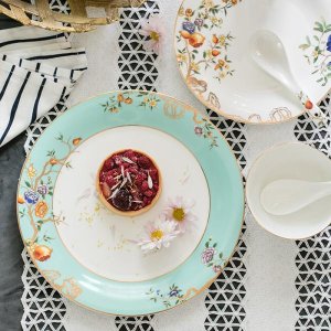 New Chinese bone china European retro household tableware bowl plate dish plate western dinner plate