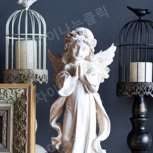 천사 조각상 수지 석고 기도하는 소녀 조각 인테리어-큰 소녀 천사빛바랜 화이트