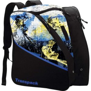 [아마존 공식]TRANSPACK Edge 주니어 프린트 방수 33L 스키/스노보드 부츠 헬멧 고글 및 기어 백팩 가방, 글렌 플레이크 블루/옐로우