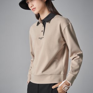[빈폴 골프] 여성 변형넥 블루종핏 티셔츠 - 베이지 베이지 BJ4141A03A
