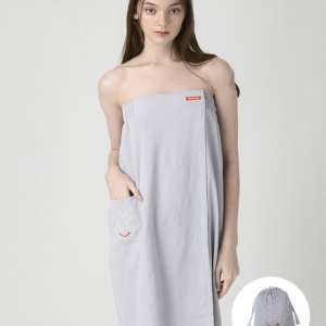 [더블플래그 여성] [COOL] 그레이 여성 로고 그래픽 패커블 샤워가운 DWMU4E300G2