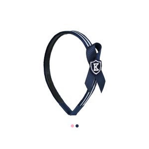 (주)미셀키즈 백투스쿨 [키앙] 스트라이프 리본 헤어밴드(Pink/Navy)