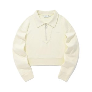 우먼 카라 하프 집업 맨투맨 Cream