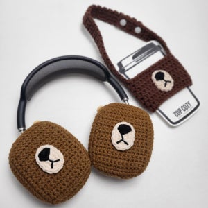 에어팟맥스 뜨개케이스 갈색곰 (헤드밴드장식증정), 니트테라피