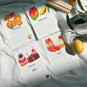 2025년 손그림 과일 일러스트 탁상달력 [우드 포함], 솔솔스튜디오