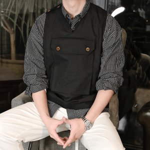 드리머 가을 새로운 일본식 조끼 레트로 블랙 아메리칸 조끼 기능성 조끼 남자 양복 조끼 다목적 사이드 버클