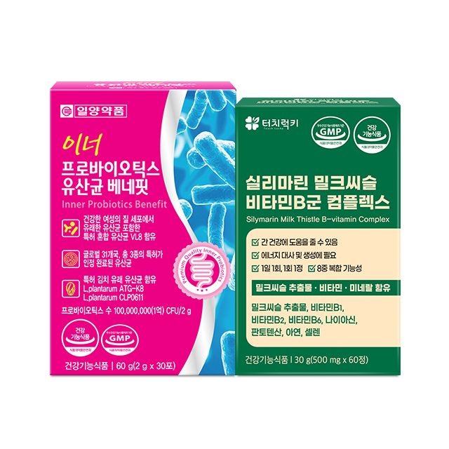 터치럭키 (현대Hmall) <b>터치럭키 실리마린</b> 밀크씨슬 비타민B군 컴플렉스+여성 질유래 유산균