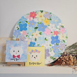 [2025은작가🥈]둥근캔버스 꽃 아크릴화 백드롭페인, ♡감성소담캘리♡