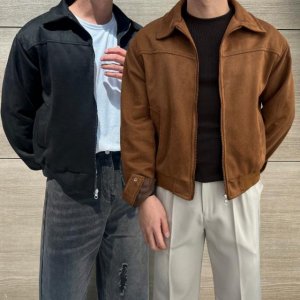 하이버 크롭 스웨이드 블루종 트러커자켓 아우터