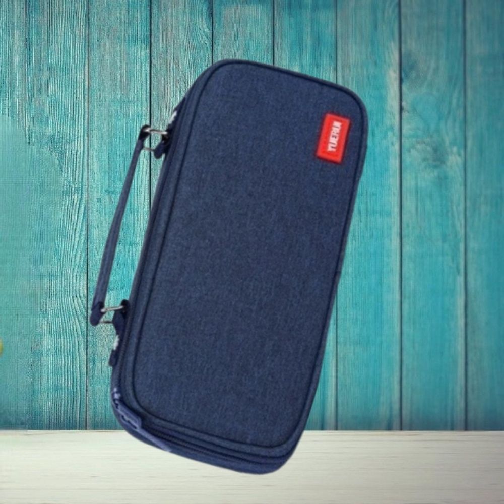 네이비 5단 투지퍼 손잡이필통 고급파우치 신학기