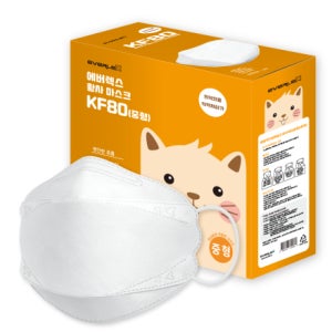 [에버렉스] KF80 황사방역 마스크 (화이트/중형, 50매, 개별포장/의약외품/여성용)