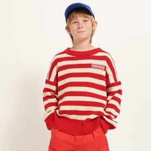 WEEKEND HOUSE KIDS SS24 [위켄드하우스키즈]Weekend stripes 면 스웨터 Red-WH24KSTOP4141RED