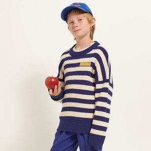 WEEKEND HOUSE KIDS SS24 [위켄드하우스키즈]Weekend stripes 면 스웨터 Blue-WH24KSTOP4140BLU
