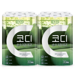 코디 코디 화장지 순수 데코 3겹 30M X 30롤 X 2팩