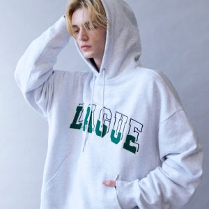 [디써티원] League Overlay Applique Hoodie (WHITE MELANGE) DU24SK3007LG