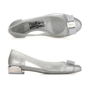 페라가모 바라 보우 젤리 발레 플랫 실버 0356560726366 03 5656 0726366 여성 펌프스 샌들