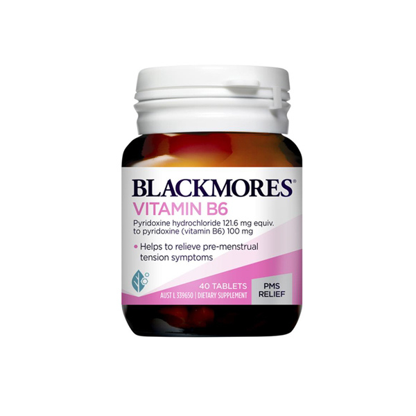 [해외직구] <b>블랙모어스 비타민 B6</b> 100mg 40정