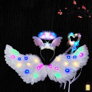 천사 날개 led 발광 요정 파티 조명 의상 소품 장난 -중간제비날개핑크 컬러조명