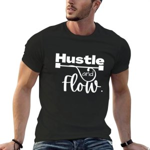 허슬 앤 플로우 반팔 티셔츠  카와이 의류  슬림핏 티셔츠  남성용