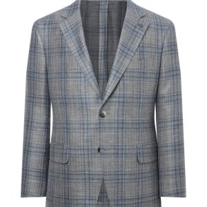 닥스 남성 LORO PIANA 원단 울실크린넨 글렌체크 자켓 DMJA4AC04G2