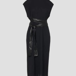 아키라나카 블랙 툴리 벨트 저지 드레스 AR2422-BK