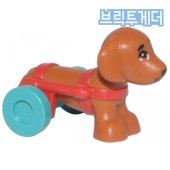 [레고부품/동물피규어] 휠체어탄 강아지 Dark Orange Dog, Friends, Dachshund with Red Wheelchair Harness with Dark Turq 이미지