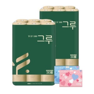 그루 삼정 3겹 그루 오리지널 화장지 30M30롤 2팩 + 여행용티슈 40매 2팩(증정) 리뉴얼 신상품