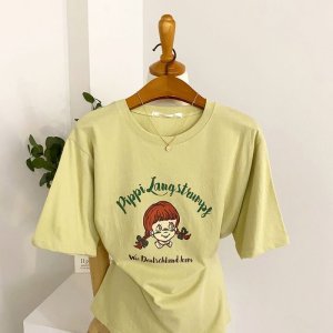 헤이븐 1 1 마니몽 삐삐 레터링 여유핏 반팔 티셔츠