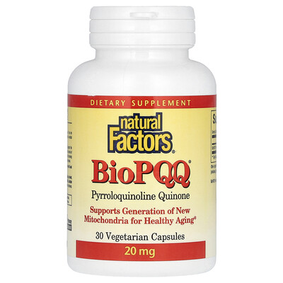 네츄럴 펙터스 Natural Factors <b>BioPQQ</b>, <b>20mg</b>, 베지 캡슐 30정