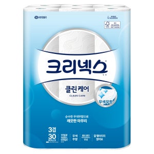 크리넥스 3겹 천연펄프 클린케어 아쿠아프레시 화장지  30m  30개입  1개