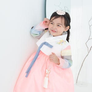 아가명주 새봄무지개 여아 유아 키즈 돌 아기 아동 한복 세트