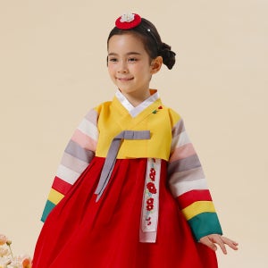 아가명주 새봄삼색 여아 키즈 주니어 어린이 아동한복 세트