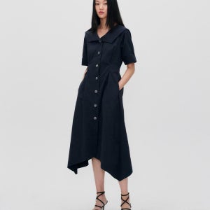 [리이] HANDKERCHIEF HEM MIDI DRESS MIDNIGHT NAVY