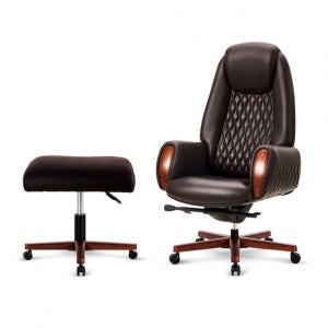 제우스 고급 중역 침대형 가죽 책상의자+스툴세트