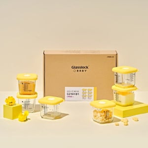 이유식용기 큰용량 270ml 스마일캡 6조 선물세트 (노랑)