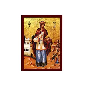 성 바바라 아이콘 위대한 순교자 성 바바라 비잔틴 미술 벽걸이 종교 선물의 수제 그리스 정교회 아이콘