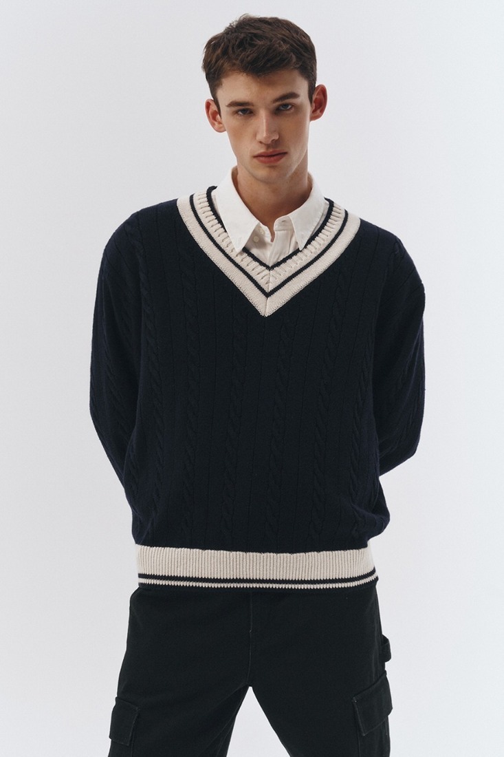 UNISEX CRICKET SWEATER FRENCH NAVY,UDSW3A108N2