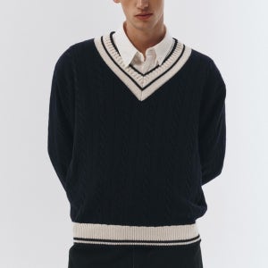 UNISEX CRICKET SWEATER FRENCH NAVY,UDSW3A108N2